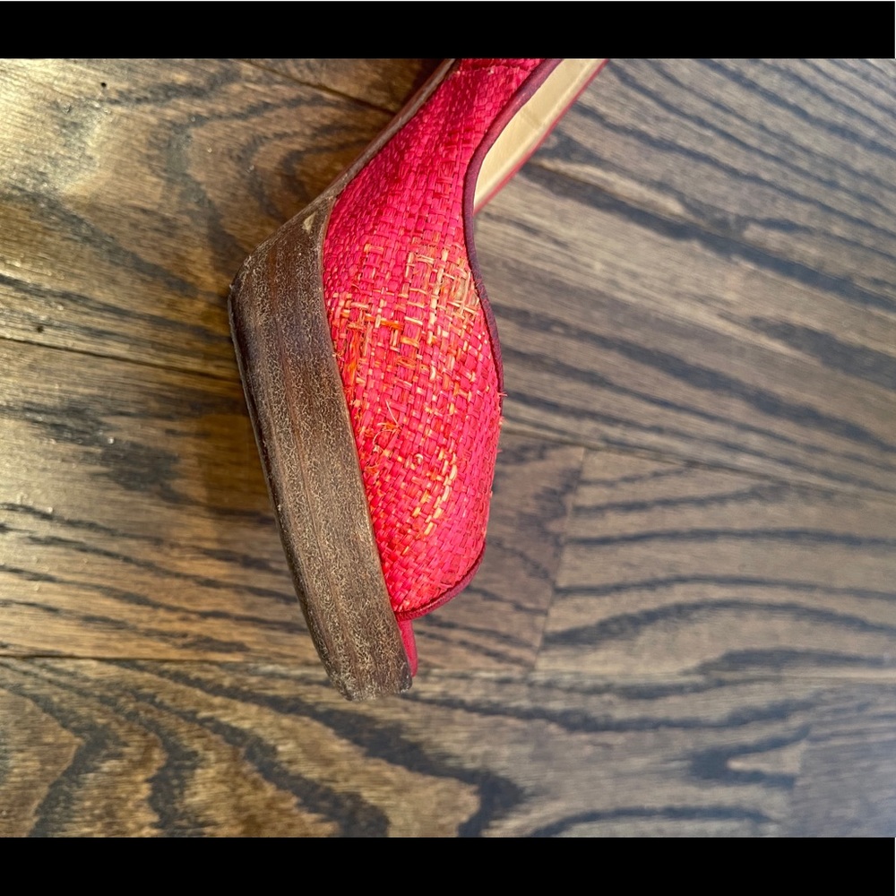 Christian Louboutin Red Raffia Slingbacks 37.5 - Picture 12 of 16